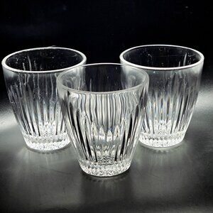 3 Mikasa Parkside Double Old Fashion Glasses 3.75" crystal ribbed whiskey goblet